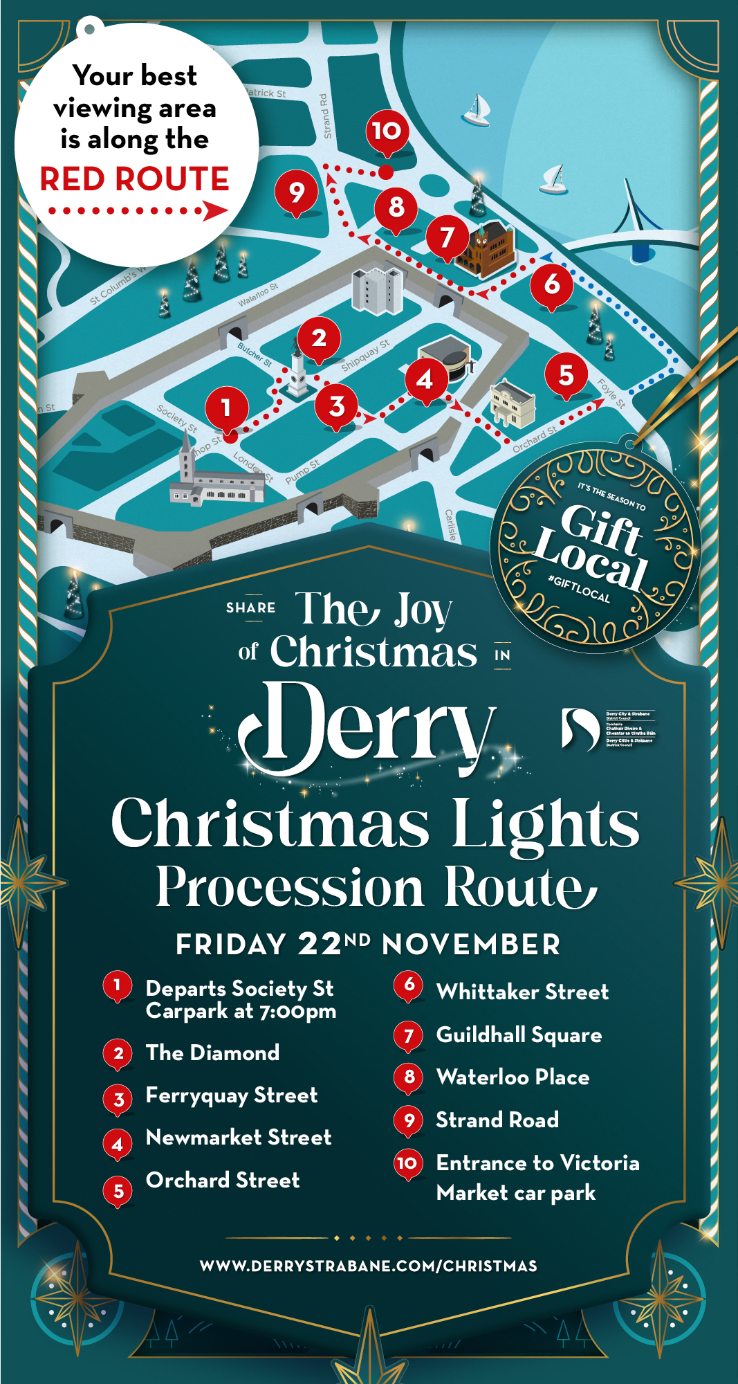 Procession Route of Derry Christmas Lights Switch On 2024